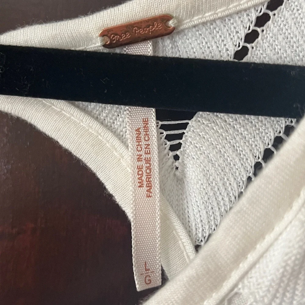 Free People Wild Thing Zig Zag Crochet Keyhole Mini Dress in creamy white - Picture 2 of 7